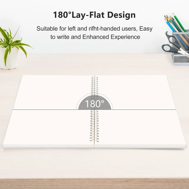 Alt view image 4 of 7 - Blank Journal Notebook, 160 Pages per Pack, A5 Size (5.7'' × 8.3'') 3-Pack, 100 GSM Thick Paper, Spiral-bound, Flexible Plastic Cover, for Sketching, Drawing, Painting