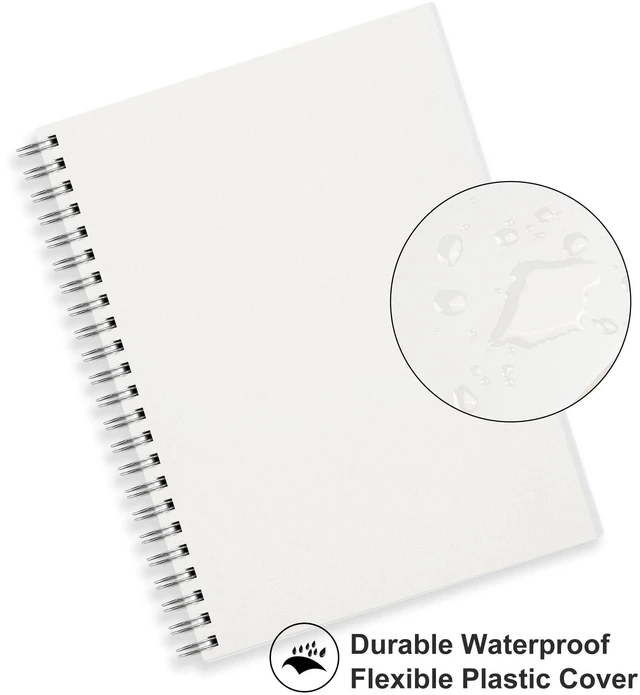 Alt view image 5 of 7 - Blank Journal Notebook, 160 Pages per Pack, A5 Size (5.7'' × 8.3'') 3-Pack, 100 GSM Thick Paper, Spiral-bound, Flexible Plastic Cover, for Sketching, Drawing, Painting