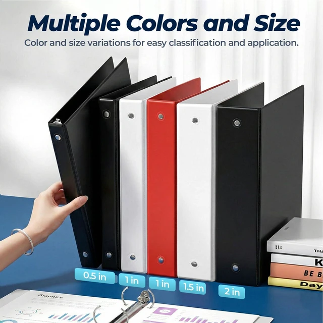Alt view image 7 of 7 - 1 Inch 3 Ring Binders 24 Pack, Clear View Binder Bulk,Black PVC-Free 3-Ring Binders for School, Office or Home, Fits 8.5 x 11 Inches Paper