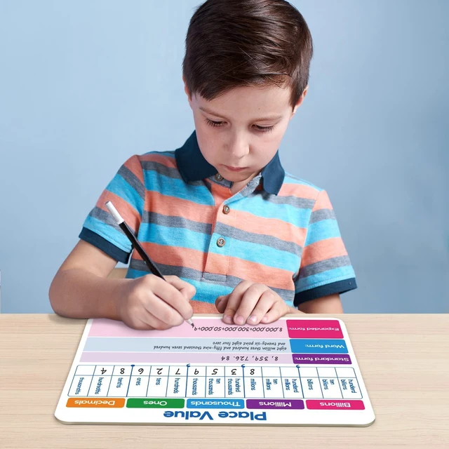 Alt view image 6 of 7 - Dry Erase Place Value Whiteboard,9" x 12" Double Sided Dry Erase Boards for Kids for Teaching Place Values from Billions to Decimal Numbers,Math Manipulatives White Board for Students