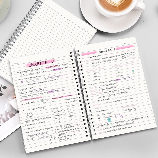 Alt view image 7 of 7 - Spiral College Ruled Notebook, 160 Pages per Pack, A5 (5.7" x 8.3") 2-Pack, 100 GSM Thick Paper, Flexible Plastic Cover, for School, Work, Writing, Journaling