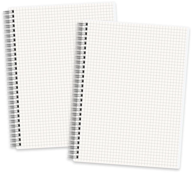 Main image of Graph Grid Paper Notebook, 160 Pages per Pack, B5 (7.6'' × 10'') 2-Pack, 100 GSM Thick Paper, Spiral-bound, Flexible Plastic Cover, for Students, Homework, Math, Engineering