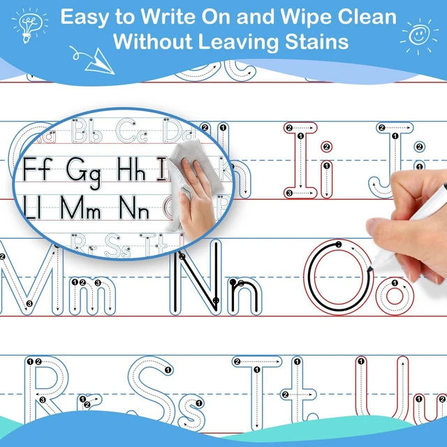 Alt view image 6 of 7 - Handwriting Practice Dry Erase Board,9" x 12" ABC Alphabet Letter Tracing for Kids Ages 3-5 Writing Small Whiteboard,Pre k Toddler Preschool Kindergarten Learning Activities,Homeschool Supplies