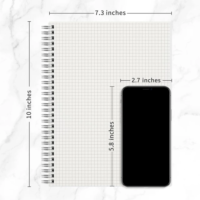 Alt view image 7 of 7 - Graph Grid Paper Notebook, 160 Pages per Pack, B5 (7.6'' × 10'') 2-Pack, 100 GSM Thick Paper, Spiral-bound, Flexible Plastic Cover, for Students, Homework, Math, Engineering