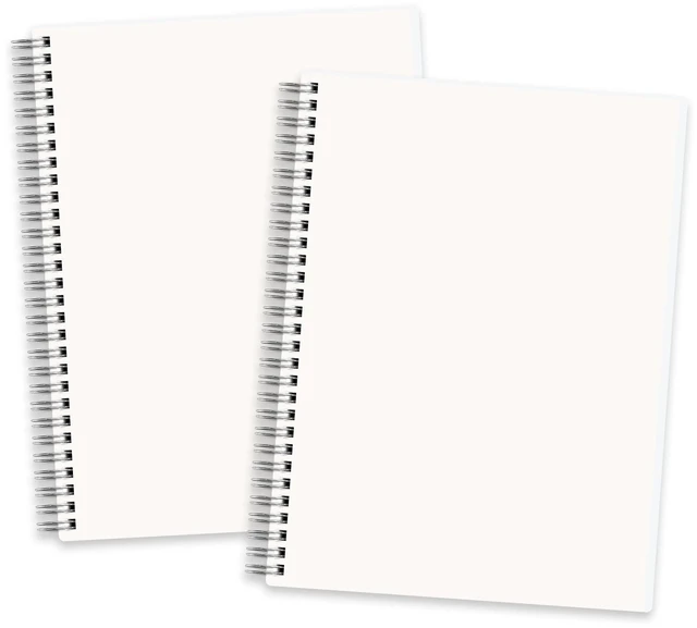 Main image of Blank Journal Notebook, 160 Pages per Pack, B5 Size (7.6'' × 10'') 2-Pack, 100 GSM Thick Paper, Spiral-bound, Flexible Plastic Cover, for Sketching, Drawing, Painting