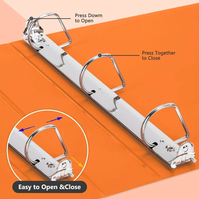 Alt view image 5 of 7 - Sturdy 1.5 Inch 3 Ring Binder with 2 Pockets, 6 Pack, Orange Slant-D Ring Binder, PVC-Free, Customizable Clear View Binder,Holds 350 Sheets of 8.5" x 11" Paper for Office, Home, School
