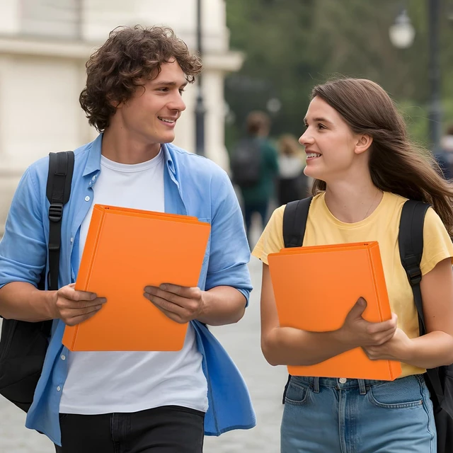 Alt view image 7 of 7 - Sturdy 1.5 Inch 3 Ring Binder with 2 Pockets, 6 Pack, Orange Slant-D Ring Binder, PVC-Free, Customizable Clear View Binder,Holds 350 Sheets of 8.5" x 11" Paper for Office, Home, School