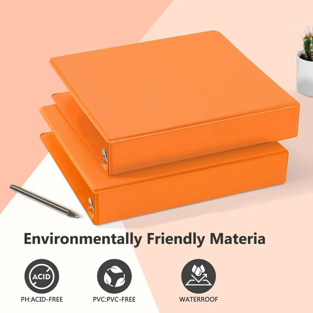 Alt view image 6 of 7 - Sturdy 1.5 Inch 3 Ring Binder with 2 Pockets, 6 Pack, Orange Slant-D Ring Binder, PVC-Free, Customizable Clear View Binder,Holds 350 Sheets of 8.5" x 11" Paper for Office, Home, School