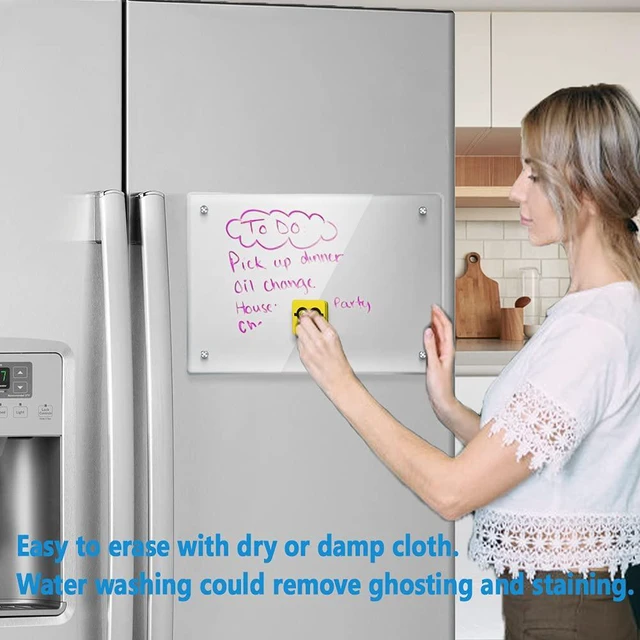 Alt view image 3 of 7 - Acrylic Note Board Refrigerator Dry Erase Board Magnetic Clear 15x11 Includes 4 Dry Erase Markers (Pack of 2)