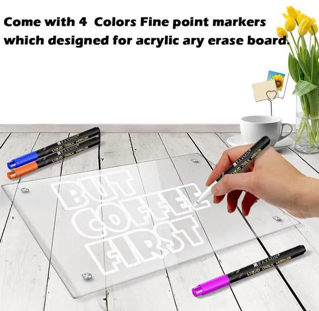 Alt view image 7 of 7 - Acrylic Note Board Refrigerator Dry Erase Board Magnetic Clear 15x11 Includes 4 Dry Erase Markers (Pack of 2)