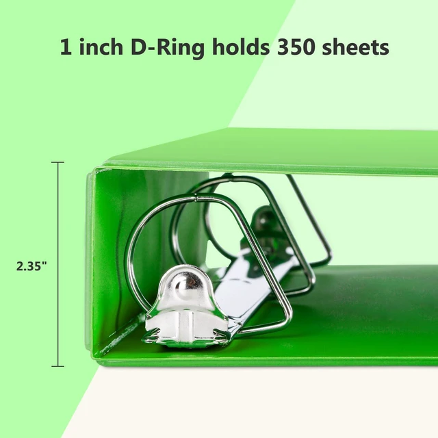 Alt view image 3 of 7 - Sturdy 1.5 Inch 3 Ring Binder with 2 Pockets, 6 Pack, Ivy Green Slant-D Ring Binder, PVC-Free, Customizable Clear View Binder,Holds 350 Sheets of 8.5" x 11" Paper for Office, Home, School