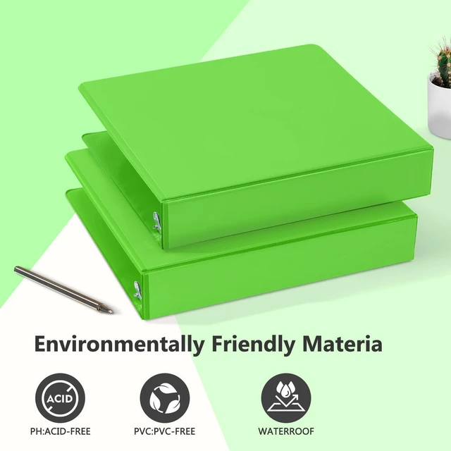 Alt view image 6 of 7 - Sturdy 1.5 Inch 3 Ring Binder with 2 Pockets, 6 Pack, Ivy Green Slant-D Ring Binder, PVC-Free, Customizable Clear View Binder,Holds 350 Sheets of 8.5" x 11" Paper for Office, Home, School