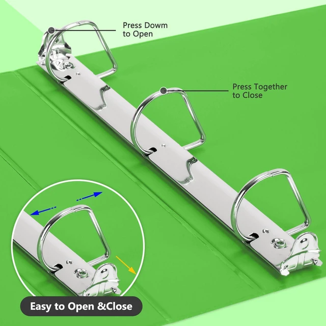 Alt view image 5 of 7 - Sturdy 1.5 Inch 3 Ring Binder with 2 Pockets, 6 Pack, Ivy Green Slant-D Ring Binder, PVC-Free, Customizable Clear View Binder,Holds 350 Sheets of 8.5" x 11" Paper for Office, Home, School