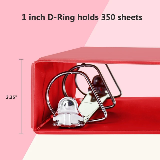 Alt view image 3 of 7 - Sturdy 1.5 Inch 3 Ring Binder with 2 Pockets, 6 Pack, Red Slant-D Ring Binder, PVC-Free, Customizable Clear View Binder,Holds 350 Sheets of 8.5" x 11" Paper, 2 Interior Pockets