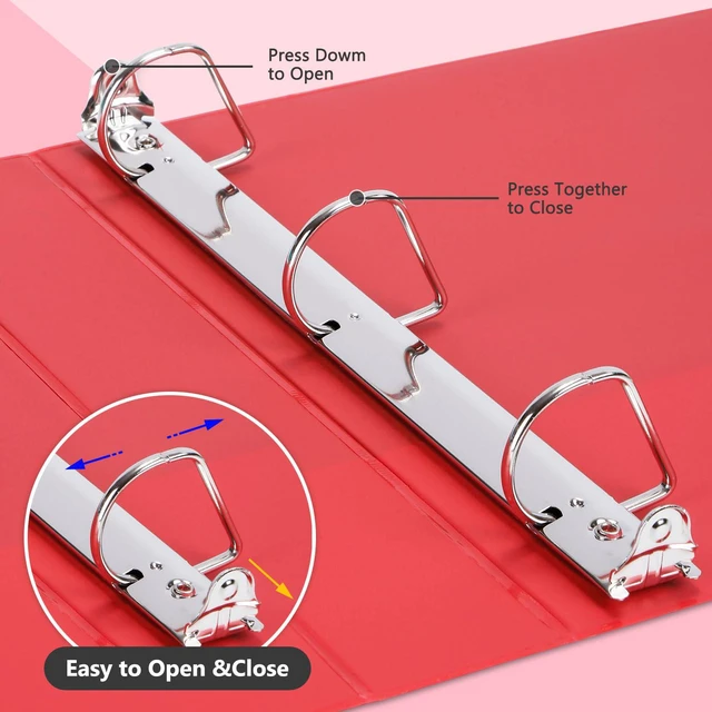 Alt view image 4 of 7 - Sturdy 1.5 Inch 3 Ring Binder with 2 Pockets, 6 Pack, Red Slant-D Ring Binder, PVC-Free, Customizable Clear View Binder,Holds 350 Sheets of 8.5" x 11" Paper, 2 Interior Pockets