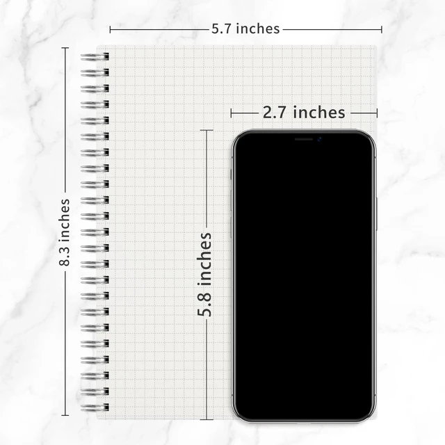 Alt view image 7 of 7 - Graph Grid Paper Notebook, 160 Pages per Pack, A5 (5.7'' × 8.3'') 3-Pack, 100 GSM Thick Paper, Spiral-bound, Flexible Plastic Cover, for Students, Homework, Math, Engineering