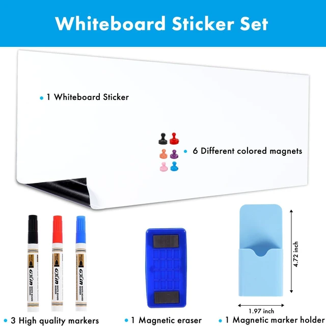 Alt view image 2 of 7 - White Board for Wall, 36" x 48" Peel and Stick Paper, No Ghosting Transform Any Wall into Dry Erase Surface, Self-Adhesive, Attach Magnets to Hold Notes, Includes Markers, Eraser and Magnets