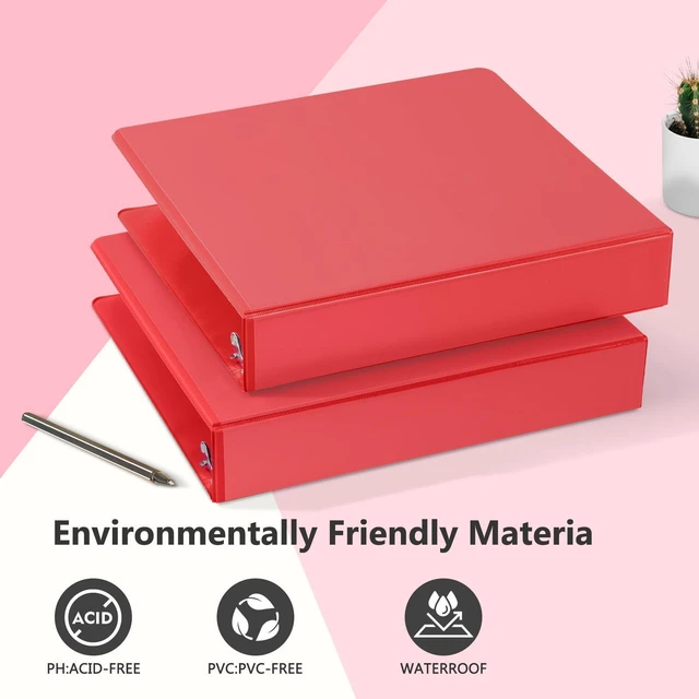 Alt view image 6 of 7 - Sturdy 1.5 Inch 3 Ring Binder with 2 Pockets, 6 Pack, Red Slant-D Ring Binder, PVC-Free, Customizable Clear View Binder,Holds 350 Sheets of 8.5" x 11" Paper, 2 Interior Pockets