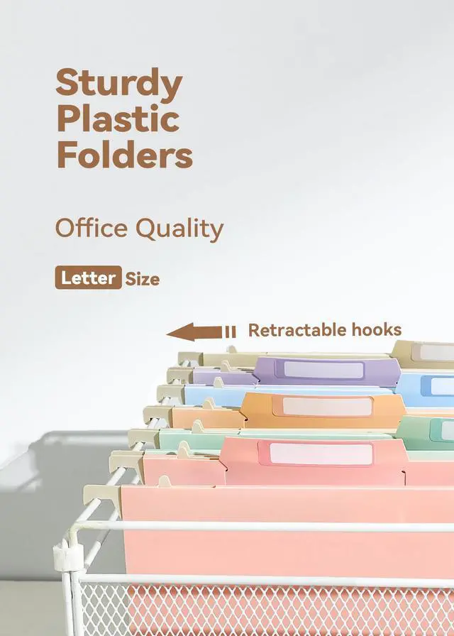 Alt view image 3 of 6 - Hanging File Folders, 4" Expansion for Bulky Files, Letter, Pastel Letter Size, 6-Pack for Filing Cabinets, Sturdy and Tear-Resistant, Side-Sealed Pockets, Movable Dividers, Insertable Tabs
