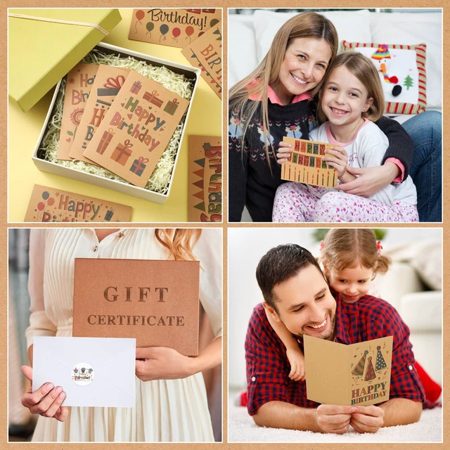 Alt view image 4 of 6 - 200 Pack Happy Birthday Card Assorted Bulk with Blank Envelopes and Stickers 4 x 6 Inches Greeting Blank Happy Birthday Cards for Men Women Adults Kids, 20 Styles(Kraft Style)