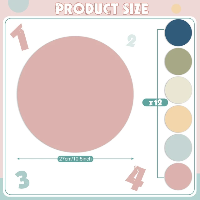 Alt view image 2 of 6 - 12 Pack Colorful Dry Erase Dots Circle Spot for Classroom, Bohemian Colors 10.5 Inch, Table Removable Vinyl Desktop Stickers Spots Wall Decals, for 100th Day of School Teacher Students Home