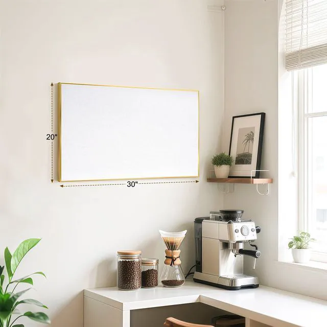 Alt view image 5 of 7 - Linen Bulletin Board, 30"x20" Decorative Fabric Pin Board Vision Board Gold Aluminum Frame, Upgraded White Canvas Surface, Wall Mounted, for Home Office Bedroom Dorm Wall Decor