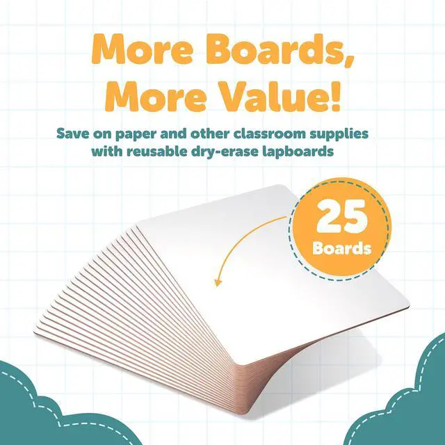 Alt view image 6 of 7 - Dry Erase Lapboards - Student Single Sided Whiteboards - 25 Pack - 9" x 12"
