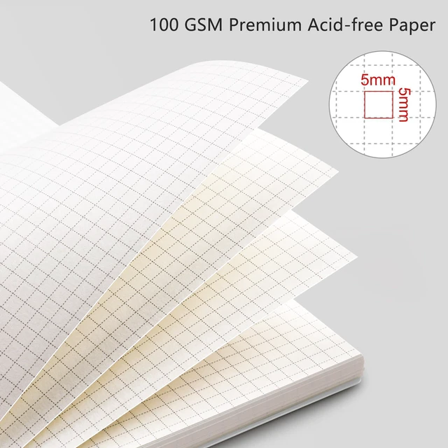 Alt view image 2 of 7 - Graph Grid Paper Notebook, 160 Pages per Pack, A5 (5.7'' × 8.3'') 3-Pack, 100 GSM Thick Paper, Spiral-bound, Flexible Plastic Cover, for Students, Homework, Math, Engineering