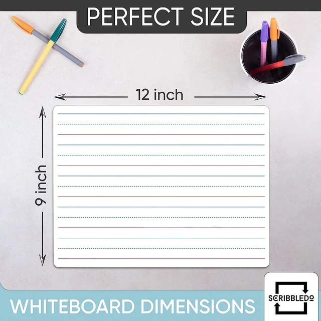 Alt view image 3 of 7 - Lined Dry Erase Boards with Markers and Eraser 5 Pack, 9x12 Ruled Practice Surface, Markers And Erasers Included, No Ghosting Or Staining, Great For Homeschool And Classroom Use