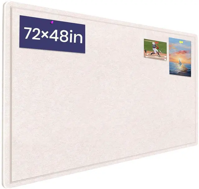 Main image of Large Bulletin Board 72" x 48" Felt Cork Board - Decor Pin Board, Oatmeal Cork Board Alternative for Wall, Foldable Self-Adhesive Vision Board Prayer Board with Pushpins for Home Office Classroom