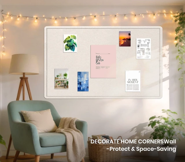 Alt view image 2 of 6 - Large Bulletin Board 72" x 48" Felt Cork Board - Decor Pin Board, Oatmeal Cork Board Alternative for Wall, Foldable Self-Adhesive Vision Board Prayer Board with Pushpins for Home Office Classroom