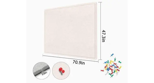 Alt view image 4 of 6 - Large Bulletin Board 72" x 48" Felt Cork Board - Decor Pin Board, Oatmeal Cork Board Alternative for Wall, Foldable Self-Adhesive Vision Board Prayer Board with Pushpins for Home Office Classroom