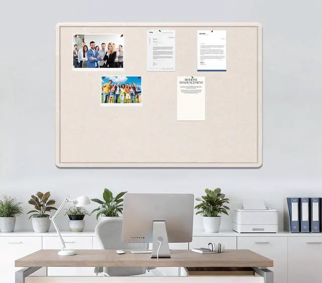 Alt view image 5 of 6 - Large Bulletin Board 72" x 48" Felt Cork Board - Decor Pin Board, Oatmeal Cork Board Alternative for Wall, Foldable Self-Adhesive Vision Board Prayer Board with Pushpins for Home Office Classroom