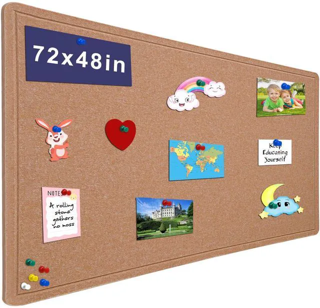 Main image of Large Bulletin Board 72" x 48" Felt Cork Board Pin Board, Ginger Yellow Cork Board Alternative for Wall, Foldable Self-Adhesive Vision Board Prayer Board with Pushpins for Home Office Classroom