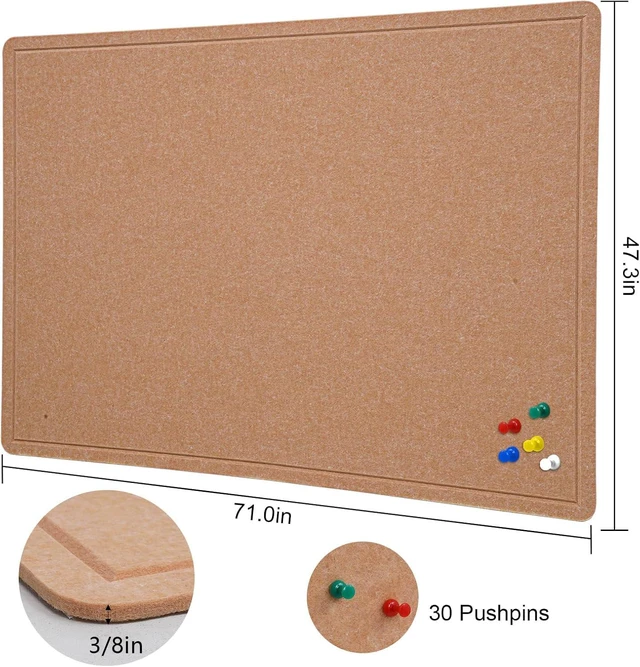 Alt view image 5 of 7 - Large Bulletin Board 72" x 48" Felt Cork Board Pin Board, Ginger Yellow Cork Board Alternative for Wall, Foldable Self-Adhesive Vision Board Prayer Board with Pushpins for Home Office Classroom