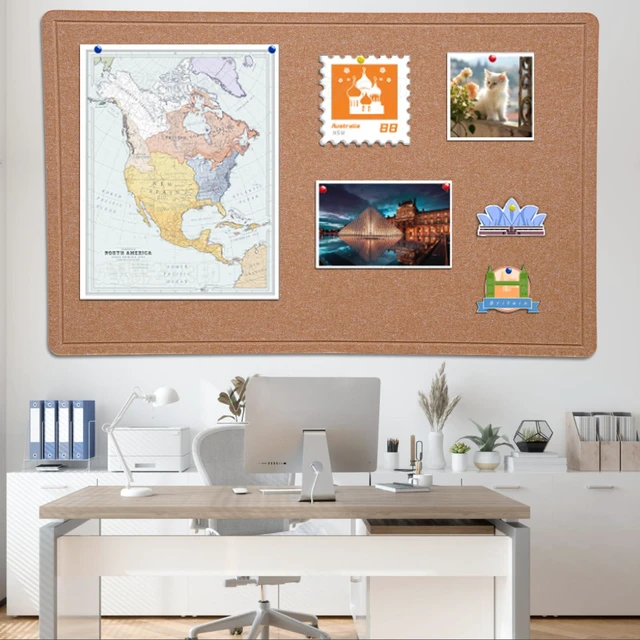 Alt view image 3 of 7 - Large Bulletin Board 72" x 48" Felt Cork Board Pin Board, Ginger Yellow Cork Board Alternative for Wall, Foldable Self-Adhesive Vision Board Prayer Board with Pushpins for Home Office Classroom