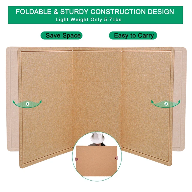 Alt view image 7 of 7 - Large Bulletin Board 72" x 48" Felt Cork Board Pin Board, Ginger Yellow Cork Board Alternative for Wall, Foldable Self-Adhesive Vision Board Prayer Board with Pushpins for Home Office Classroom