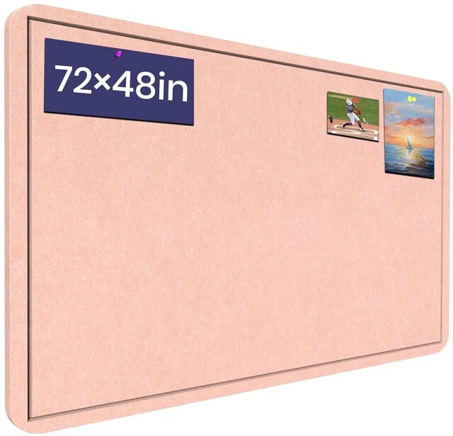 Main image of Large Bulletin Board 72" x 48" Felt Cork Board - Decor Pin Board, Pink Cork Board Alternative for Wall, Foldable Self-Adhesive Vision Board Prayer Board with Pushpins for Home Office Classroom