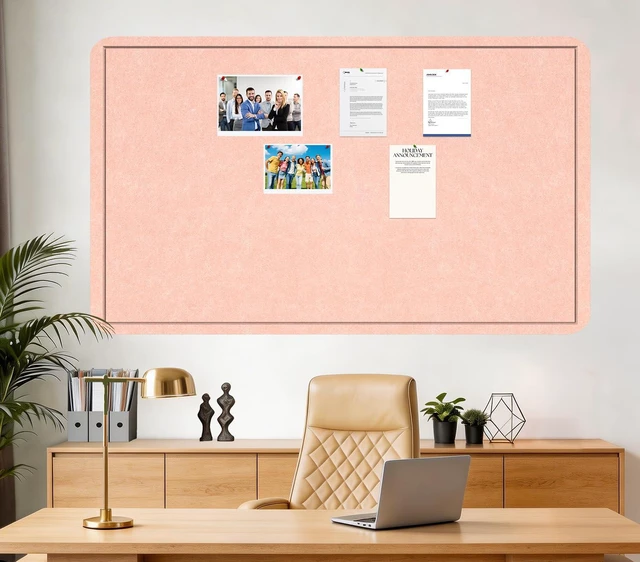 Alt view image 2 of 7 - Large Bulletin Board 72" x 48" Felt Cork Board - Decor Pin Board, Pink Cork Board Alternative for Wall, Foldable Self-Adhesive Vision Board Prayer Board with Pushpins for Home Office Classroom