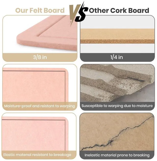 Alt view image 7 of 7 - Large Bulletin Board 60" x 36" Felt Cork Board - Decor Pin Board, Pink Cork Board Alternative for Wall, Foldable Self-Adhesive Vision Board Prayer Board with Pushpins for Home Office Classroom
