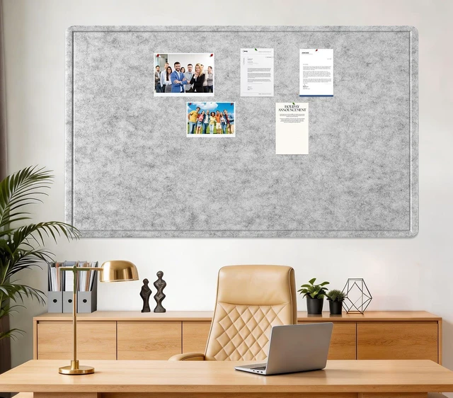 Alt view image 2 of 6 - Large Bulletin Board 72" x 48" Felt Cork Board,Decor Pin Board, Silver Gray Cork Board Alternative for Wall, Foldable Self-Adhesive Vision Board Prayer Board with Pushpins for Home Office Classroom