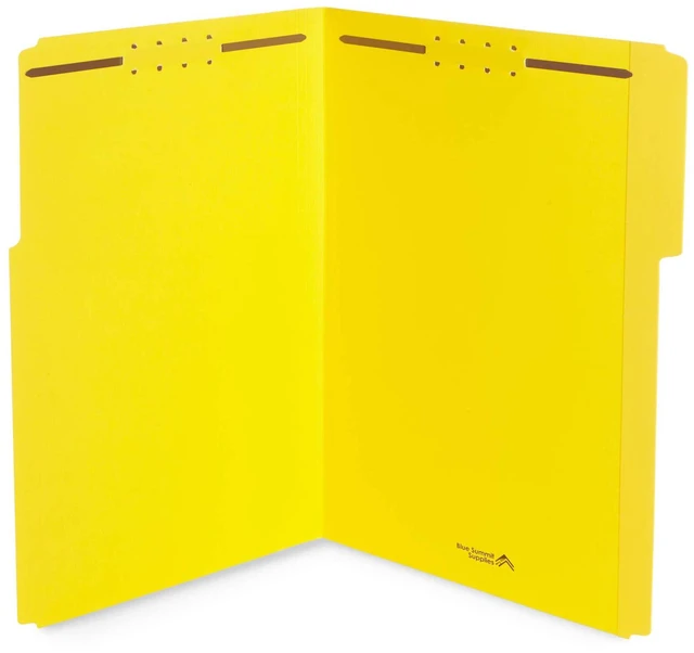 Main image of 50 Fastener File Folders, Legal, Heavy Duty, Yellow Heavy-duty 14pt, Reinforced 1/3 Top Tab, Legal Size, Embedded Fasteners, for Legal, Medical, and Office Records
