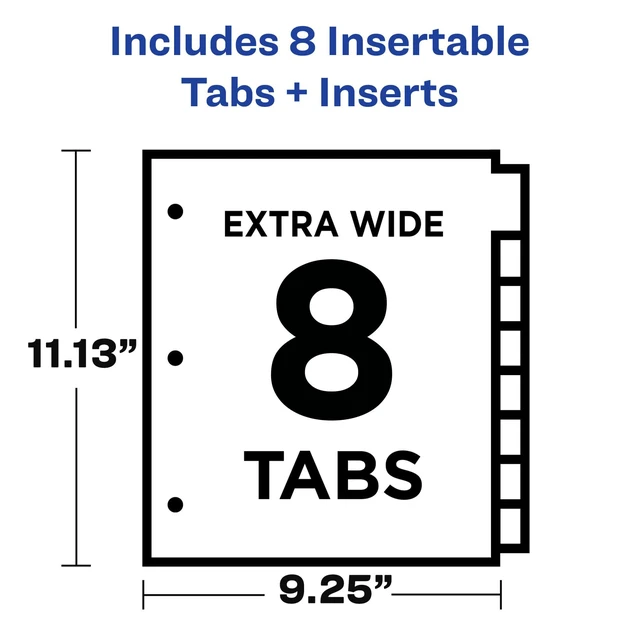 Alt view image 3 of 7 - Big Tab Insertable Extra Wide Dividers, 8 Multicolor Tabs, 1 Set (11222) (Pack of 4)