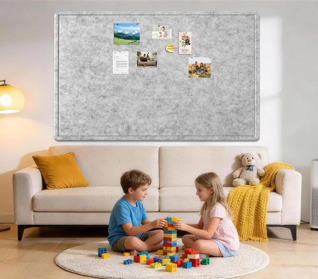 Alt view image 6 of 6 - Large Bulletin Board 72" x 48" Felt Cork Board,Decor Pin Board, Silver Gray Cork Board Alternative for Wall, Foldable Self-Adhesive Vision Board Prayer Board with Pushpins for Home Office Classroom