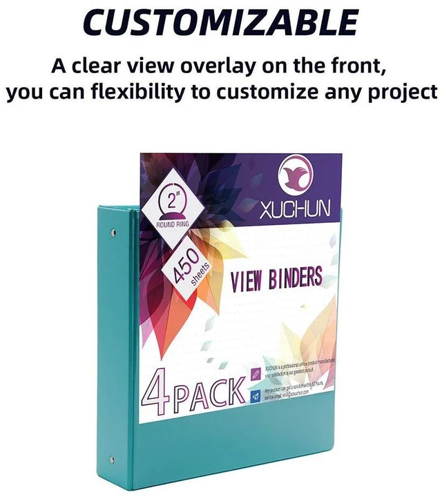 Alt view image 4 of 7 - 3 Ring Binders 2 Inch,Clear View Binder with 2 Pockets, Holds 450 Sheets 8.5x11 Inches Paper, Customizable Cover & Spine, Large Capacity Binders for Office, School, Home, Business