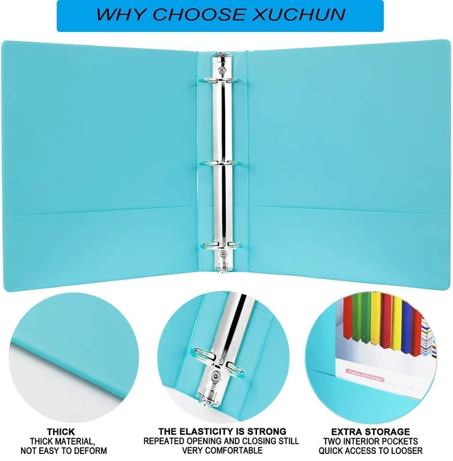 Alt view image 3 of 7 - 3 Ring Binders 2 Inch,Clear View Binder with 2 Pockets, Holds 450 Sheets 8.5x11 Inches Paper, Customizable Cover & Spine, Large Capacity Binders for Office, School, Home, Business