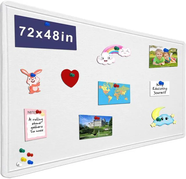 Main image of Large Bulletin Board 72" x 48" Felt Cork Board,Decor Pin Board, Warm White Cork Board Alternative for Wall, Foldable Self-Adhesive Vision Board Prayer Board with Pushpins for Home Office Classroom