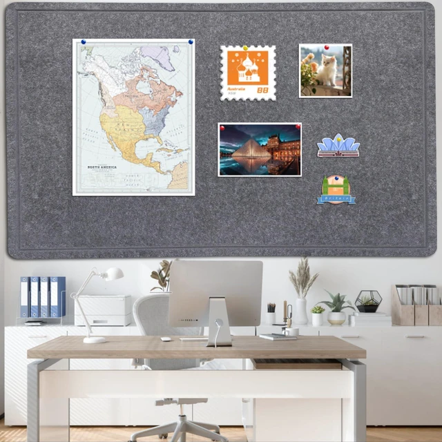 Alt view image 7 of 7 - Large Bulletin Board 72" x 48" Felt Cork Board - Decor Pin Board, Dark Gray Cork Board Alternative for Wall, Foldable Self-Adhesive Vision Board Prayer Board with Pushpins for Home Office Classroom