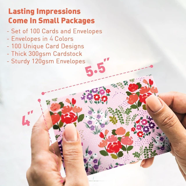 Alt view image 5 of 7 - S&O Blank Cards for All Occasions in One Box Set - Blank Notecards for Handwritten Messages - All Occasion Notes Assortment Box with covers - 100 Vibrant Notecards and Envelopes Pack
