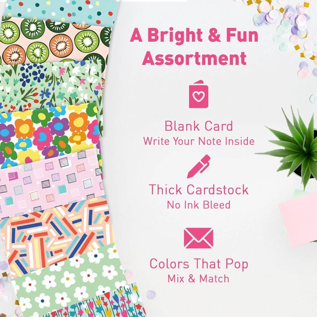 Alt view image 6 of 7 - S&O Blank Cards for All Occasions in One Box Set - Blank Notecards for Handwritten Messages - All Occasion Notes Assortment Box with covers - 100 Vibrant Notecards and Envelopes Pack